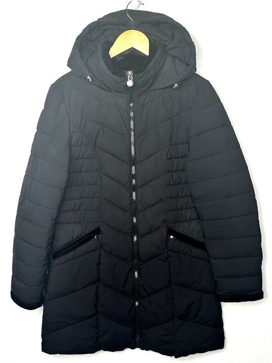 Laundry By Shelli Segal Jackets & Blazers - Laundry By Shelli Segal Puffer Jacket Hooded Windproof Long Black Womens Size M